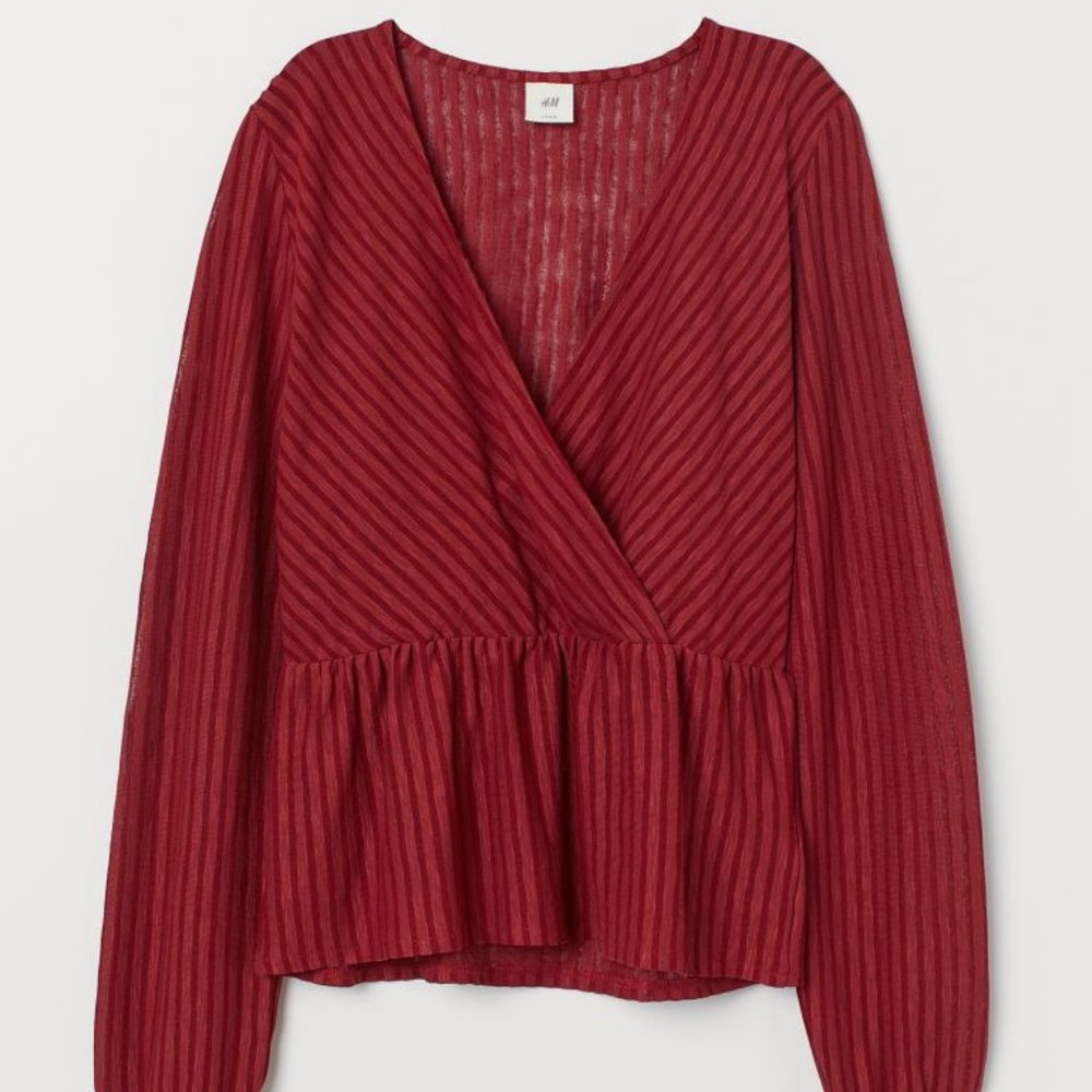 H&M Red Wrapover Top
